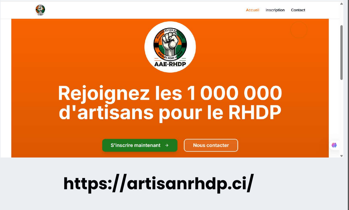 SITE WEB DES ARTISANS DE RHDP